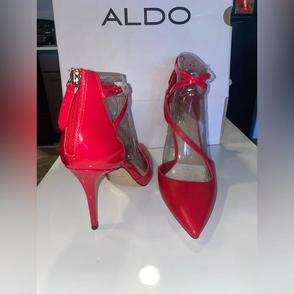 Aldo Vibrant Red Strappy Heels - Picture 1 of 3